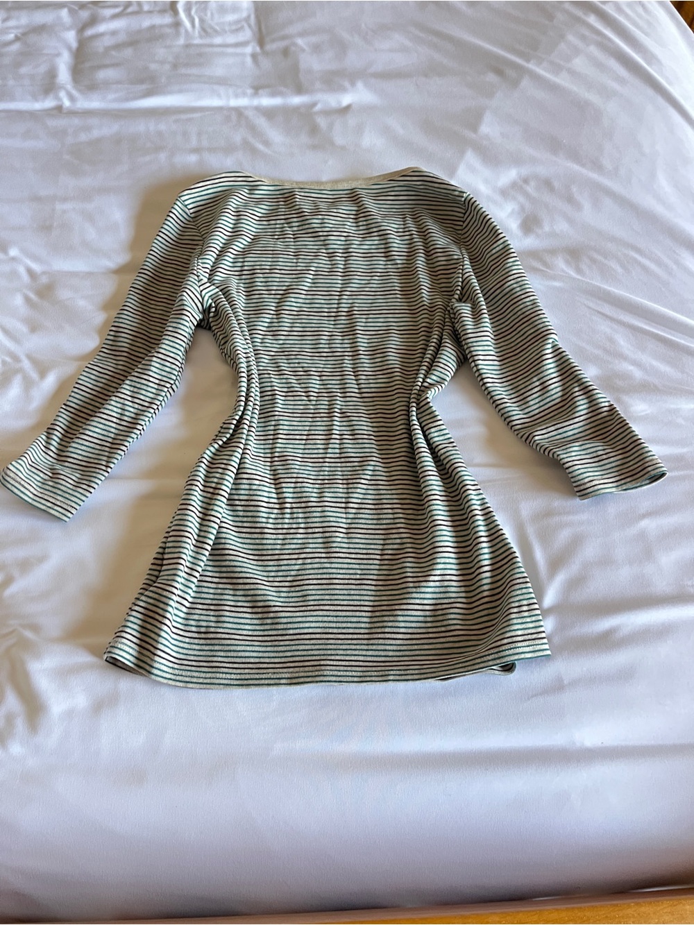 Vintage Faded Glory Size S Green & Black Striped Boatneck Long Sleeve Top - Picture 8 of 15